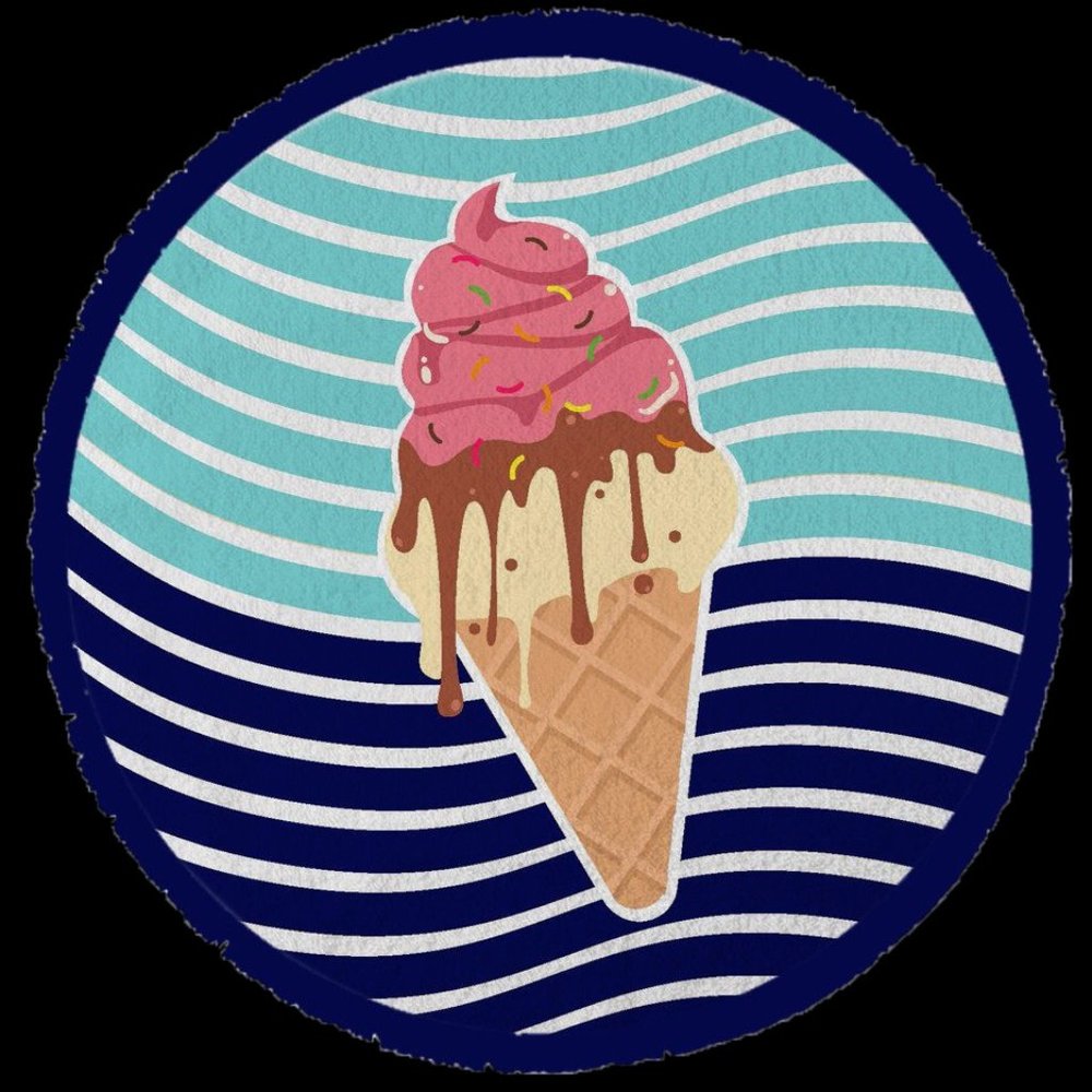 Oversized Bohemian Cute Ice Cream Round Beach Towel Soft Cotton Large Blanket